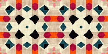 Yorgan kaplı Amerikana jeo-kusursuz sınır. Cottagecore retro kurdeleyi tekrarlıyor. Klasik geometrik kenarlar için ev yapımı geleneksel zanaat