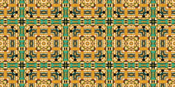 Traditional Tile Mosaic Seamless Border Pattern Print Fabric Effect Mexican — 스톡 사진