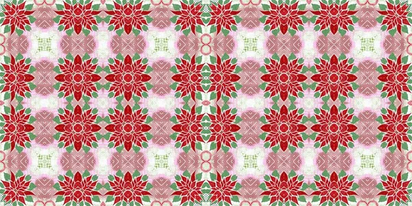 Seamless Christmas Poinsettia Retro Border Decorative Ornament Seasonal Red December — стоковое фото
