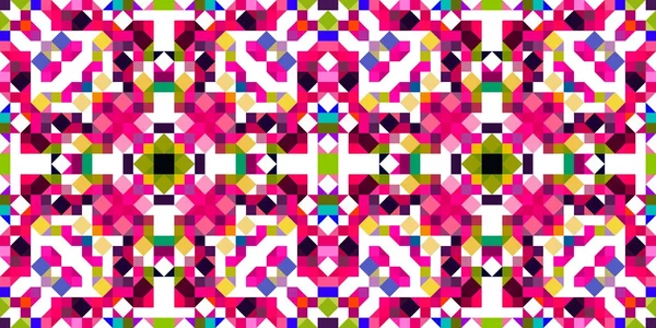 Modello Pixel Geometrico Retrò Divertente Divertente Caleidoscopico Carta Parati Rosa — Foto Stock