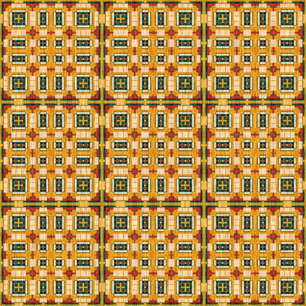 Traditional Tile Mosaic Seamless Pattern Print Fabric Effect Mexican Patchwork — Stockfoto
