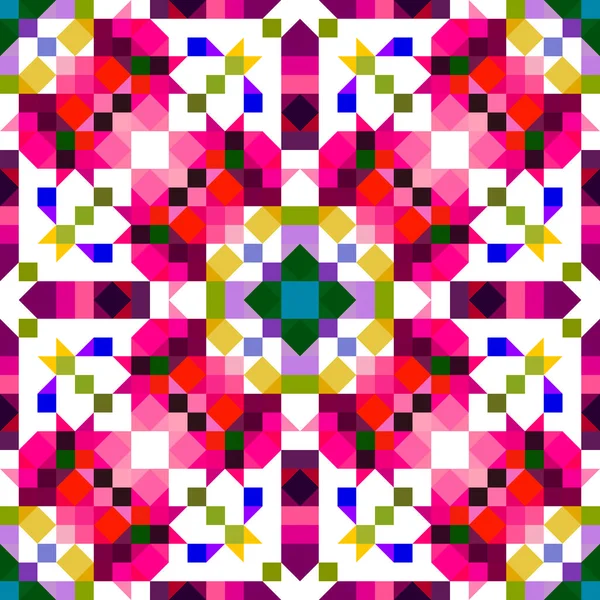 Modello Pixel Geometrico Retrò Divertente Divertente Caleidoscopico Carta Parati Rosa — Foto Stock