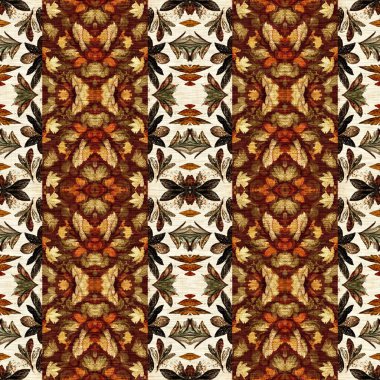 Sonbahar yaprağı yorgan stili, dikişsiz desen. 70 'lerin arka planı için basit bir yama tasarımı. Yeşilliğin doğal tasarımı