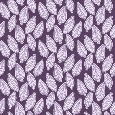 Cinsiyet olarak nötr mor botanik yaprak, dikişsiz raster arka plan. Basit, kaprisli, 2 tonlu bir model. Çocuk bezi duvar kâğıdı ya da her yerde skandal var.