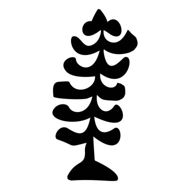 Garip Noel ağacı çizimi blok baskılı kış tasarımı