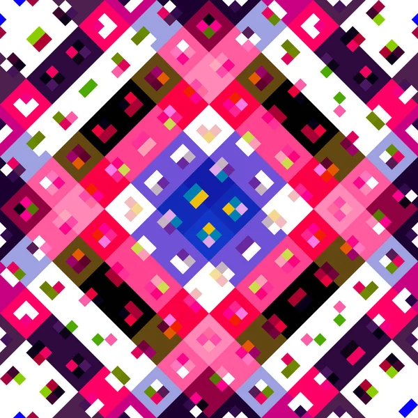 万華鏡のようなジオピクセルパターン 遊び心のあるピンクの壁紙 カラフルな夏のヴィンテージジオドットモザイクシームレスなテクスチャ背景 — ストック写真