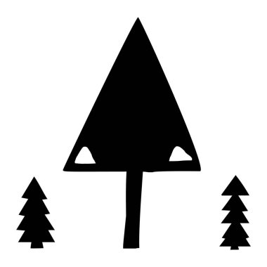 Noel ağacı çizimleri seti. Tatil için kış Xmas sanat tasarımı