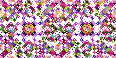 Garip geometrik piksel desen. Eğlenceli kaleydoskopik pembe duvar kağıdı. Kusursuz doku arkaplanı için renkli bir klasik jeo nokta mozaiği