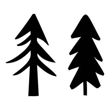 Noel ağacı çizimleri seti. Tatil için kış Xmas sanat tasarımı