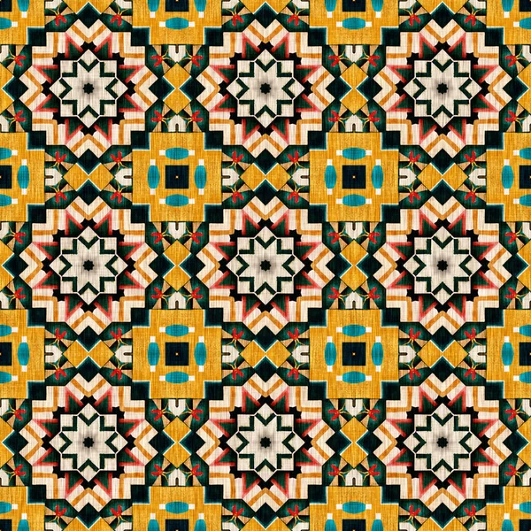 Traditionelle Fliesen Mosaik Nahtlosen Muster Drucken Textileffekt Mexikanische Patchwork Damast — Stockfoto