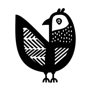 Alçak kaşlı bahar tavuğu motifi. Paskalya vektörü çiftlik hayvanı