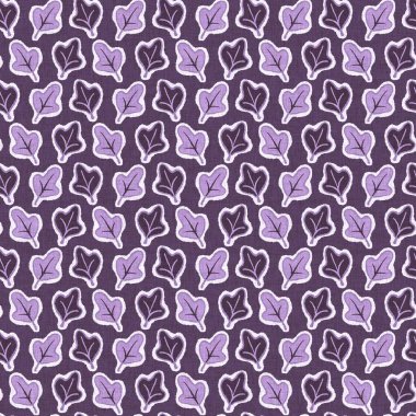 Cinsiyet olarak nötr mor botanik yaprak, dikişsiz raster arka plan. Basit, kaprisli, 2 tonlu bir model. Çocuk bezi duvar kâğıdı ya da her yerde skandal var.