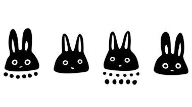 Paskalya tavşanı kaprisli resimleme seti. Bahar tatili evcil tavşan vektörü