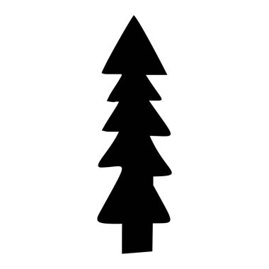 Xmas tatil ağacı linocut çizgi film vektörü