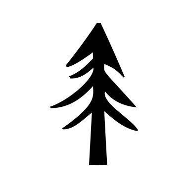 Garip Noel ağacı çizimi blok baskılı kış tasarımı