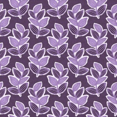 Cinsiyet olarak nötr mor botanik yaprak, dikişsiz raster arka plan. Basit, kaprisli, 2 tonlu bir model. Çocuk bezi duvar kâğıdı ya da her yerde skandal var.