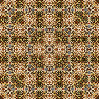 Sonbahar yaprağı yorgan stili, dikişsiz desen. 70 'lerin arka planı için basit bir yama tasarımı. Yeşilliğin doğal tasarımı