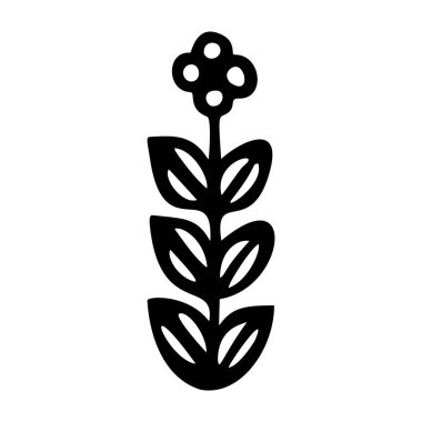 Folkart çiçek vektör illüstrasyonu. Botanik çocukları çiçek çizer.