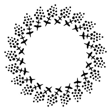 Açık hava orman vektör çerçevesi. Scandi blok baskı ormanlık sınır