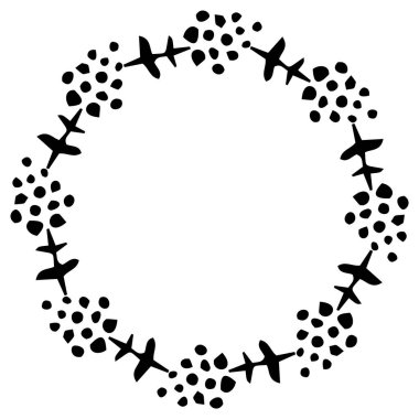 Açık hava orman vektör çerçevesi. Scandi blok baskı ormanlık sınır