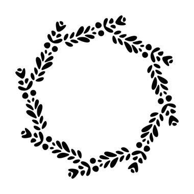 Ornate floral wreath illustration. Vector delicate vector frame for wedding invitation