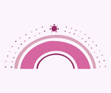 Whimsical kiddie rainbow vector illustration. Simple sky motif for viva magenta clipart