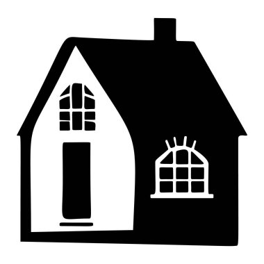 Çiftlik yeri tarzı şirin kır evi motifi. Kırsal evlerin ilginç illüstrasyonları