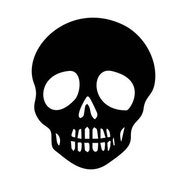 Block print vector skull isolated illustration. Macabre skeleton tattoo style low brow icon