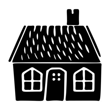 Çiftlik yeri tarzı şirin kır evi motifi. Kırsal evlerin ilginç illüstrasyonları