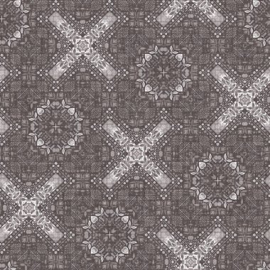 French style grey intricate damask seamless pattern. 2 Tone country cottage background. Simple rustic fabric textile for shabby chic patchwork.