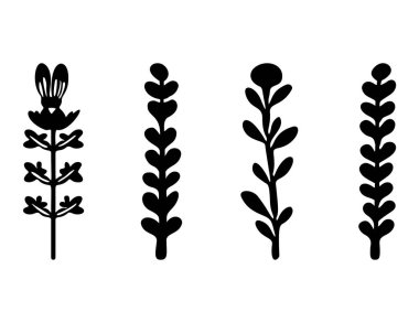 Folkart flower vector illustration set . Botanical kids scandi garden botanicals collection