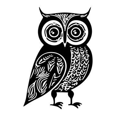 Cute owl vector illustration. Low brow ornithology wildlife motif