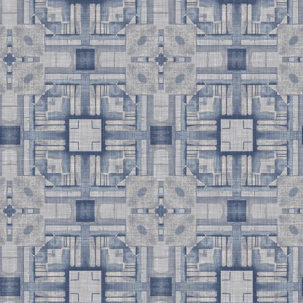 Traditional Grey Mosaic Seamless Pattern Print Fabric Effect Mexican Patchwork — Fotografia de Stock