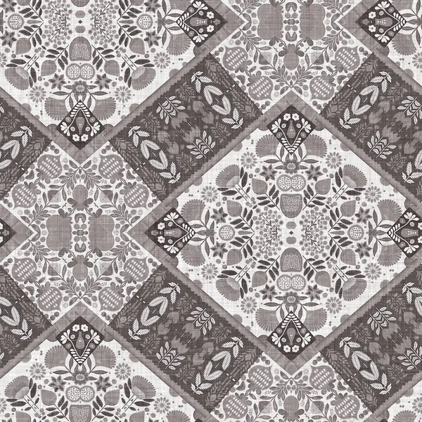 Country Cottage Grey Intricate Damask Seamless Pattern Tone French Style — Photo