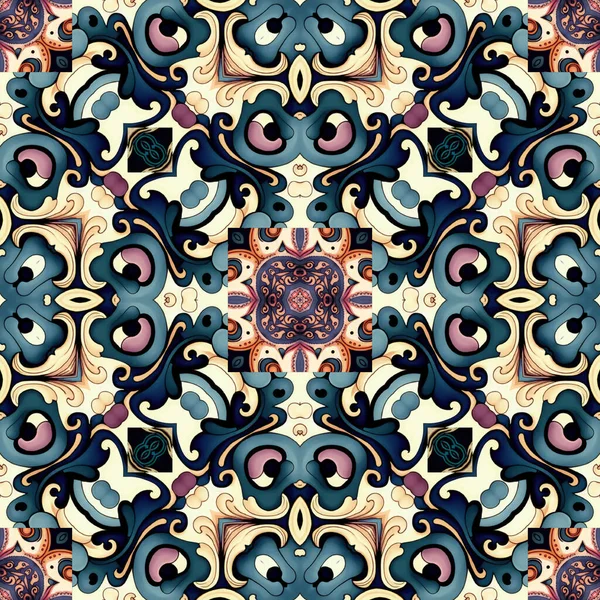 Ornamental Victorian Seamless Wallpaper Roccoco Style Repeat Tile Ornate Botanical — Fotografia de Stock