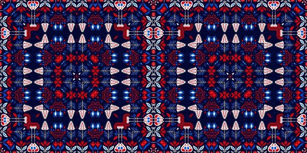 Folkart Quilt Traditional Border Patchwork Red White Blue Trendy Trim —  Fotos de Stock