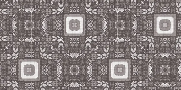 Country Cottage Grey Intricate Damask Seamless Border Tone French Style — Fotografia de Stock