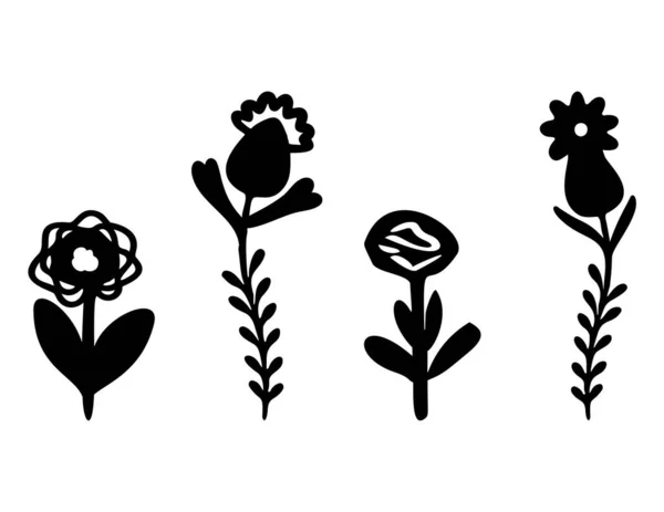 Квітка Фолькарта Векторний Набір Ілюстрацій Ботанічні Діти Колекція Сканді Садових — стоковий вектор