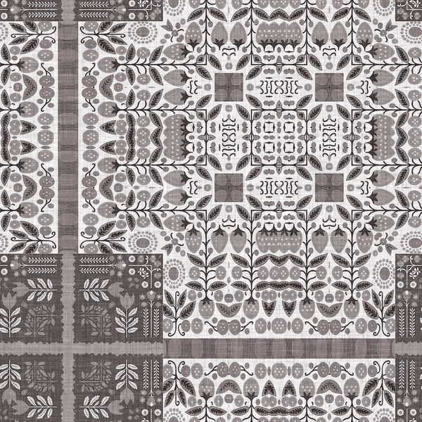 Country Cottage Grey Intricate Damask Seamless Pattern Tone French Style — Stock Photo, Image