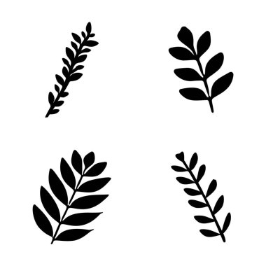 Orman eğreltiotu botanik ikonu seti. İskandinav tarzı çocuklar için bahçe filizi koleksiyonu