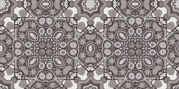 Country Cottage Grey Intricate Damask Seamless Border Tone French Style — Stockfoto
