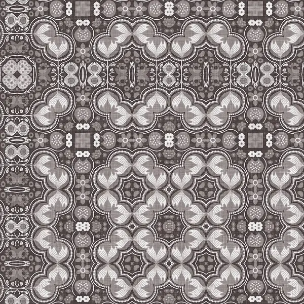 Country Cottage Grey Intricate Damask Seamless Pattern Tone French Style — ストック写真