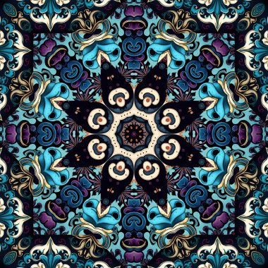 Ornamental victorian seamless wallpaper in roccoco style. Repeat tile of ornate botanical baroque decorative backdrop