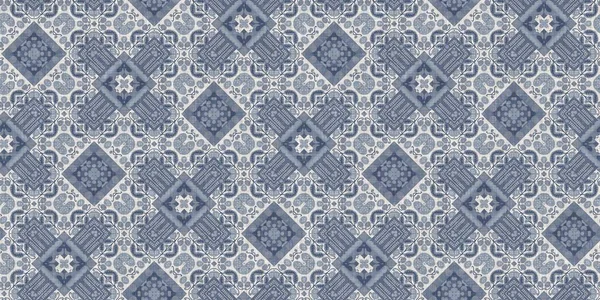 Farm house blue intricate damask seamless border. Tonal french country cottage style trim. Simple rustic fabric textile for shabby chic patchwork