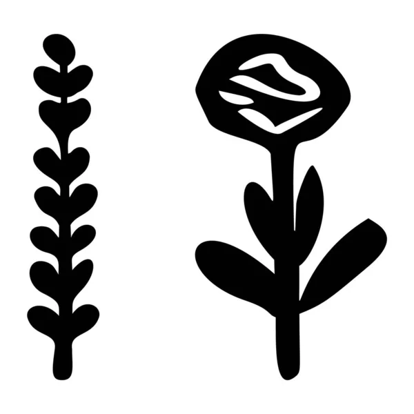 Folkart Flower Vector Illustration Set Botanical Kids Scandi Garden Botanicals — Stockový vektor