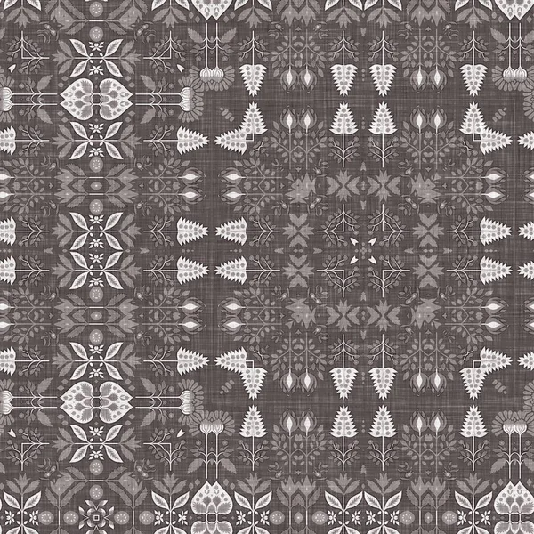 Country Cottage Grey Intricate Damask Seamless Pattern Tone French Style — 스톡 사진