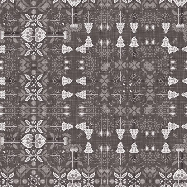 Country Cottage Grey Intricate Damask Seamless Pattern Tone French Style — Stock Photo, Image