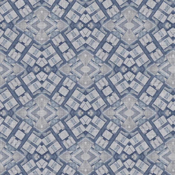 Traditional Grey Mosaic Seamless Pattern Print Fabric Effect Mexican Patchwork — Φωτογραφία Αρχείου