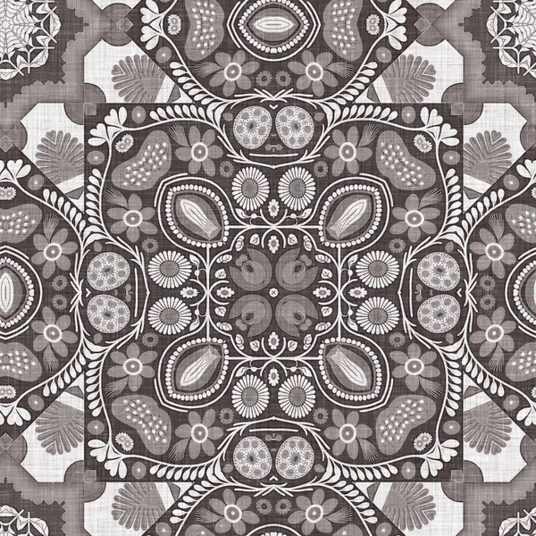 Country Cottage Grey Intricate Damask Seamless Pattern Tone French Style — Foto de Stock