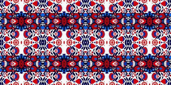 Folkart Quilt Traditional Border Patchwork Red White Blue Trendy Trim — Stock fotografie